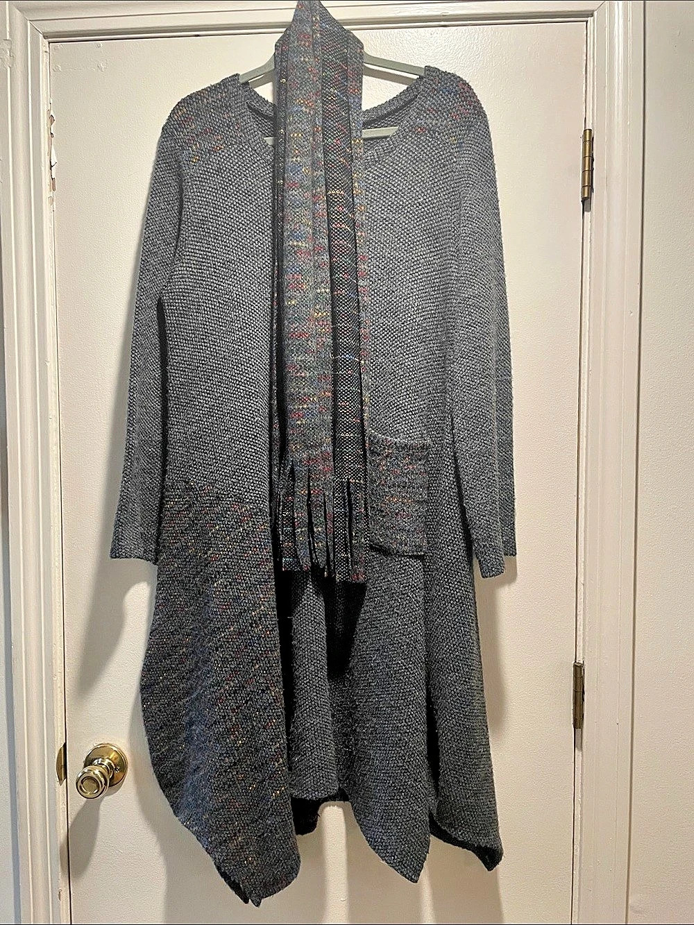 Made in Italy Lagenlook Multicolor Knit Gray 2 Pc Scarf and Dress